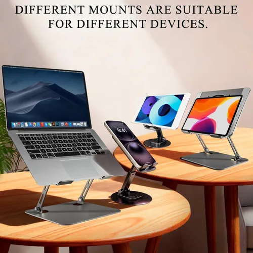 Vista 8 de Soporte para computadora portátil para escritorio, elevador de laptop con ventilador de refrigeración activo, ampliamente compatible con MacBook