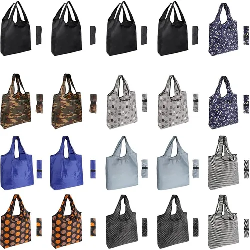 Vista 12 de Aricsen Paquete de 20 Bolsas de Compras Reutilizables Plegables Grandes y Duraderas para Cocina con Asas al Por Mayor, Reciclables Plegables