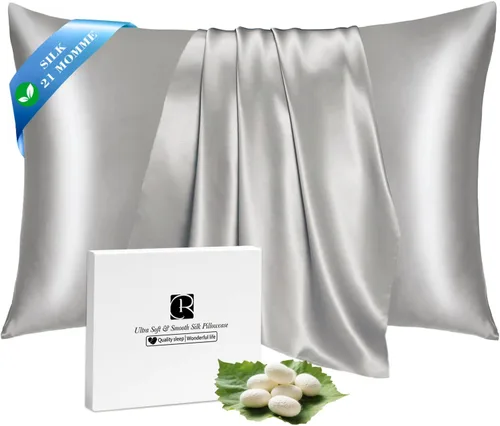 Vista 31 de Ravmix Fundas de almohada de seda con cremallera, seda de morera de 21 momme para la salud del cabello y la piel, funda de almohada suave, lisa