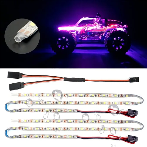 Vista 10 de Tiras de luz LED impermeables para autos RC, camiones, aviones, barcos, drones, ala fija, modelo de ala AR, luz de resplandor inferior (blanco)