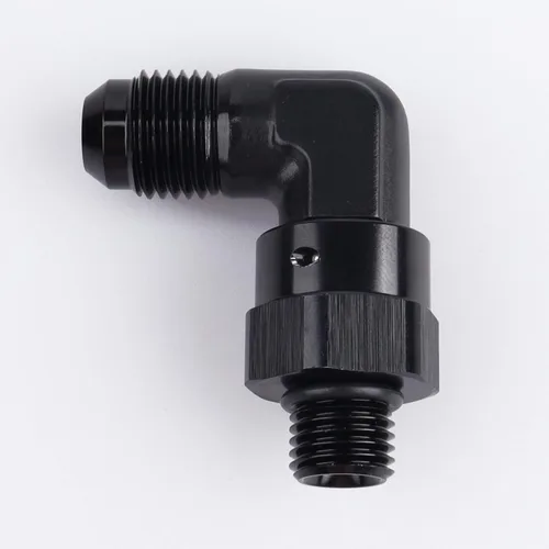 Vista 2 de AC PERFORMANCE Aluminio negro 90 grados -6 AN macho Flare a -4 AN ORB O Ring Puerto Rosca 7/16 x 20 Adaptador de montaje giratorio
