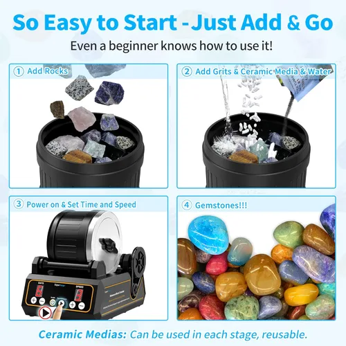 Vista 3 de KomeStone Kit de vaso de rocas, K1 Professional de gran capacidad de 2.5 libras, función de memoria, temporizador digital y velocidades variables