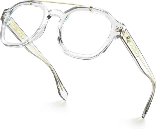 VISOONE Gafas retro redondas antifatiga ocular de metal medianas, gafas de bloqueo de luz azul para juegos de computadora, mujeres y hombres,