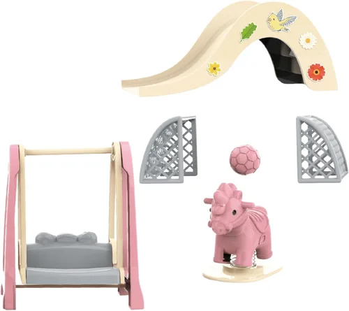 Vista 13 de Juego de Casa de Muñecas Familiar para Sala de Estar — Piano con Banco y Partitura, Dos Sillones, Mesa de Centro, Lámpara de Pie y Juego de Té