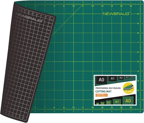 Vista 8 de NEWBRAUG Tapete grande de 5 capas de doble cara de corte autorreparable de 24 x 48 pulgadas, tabla de cortar grande para corte giratorio, acolchado