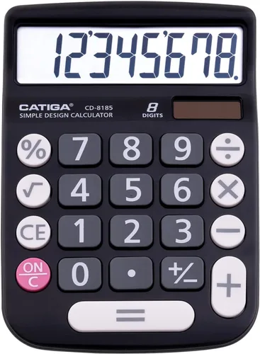 Vista 20 de Calculadora CATIGA con interruptor mecánico con energía dual solar y batería, pantalla LCD grande de 12 dígitos, calculadora de escritorio estética