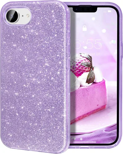 Vista 52 de MILPROX Funda Compatible con iPhone 14 - Carcasa de Gel de Goma con Purpurina Brillante Reluciente de 3 Capas Resistente a Golpes Protectora
