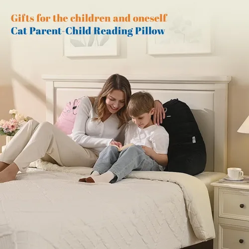 Vista 2 de SUNSIDE Almohada de lectura para sentarse en la cama, almohada de espuma viscoelástica triturada para adultos y niños con brazos, almohada de cama