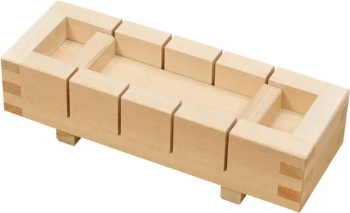Vista 3 de EDOYA Molde de prensa de sushi de madera Hinoki Oshizushi fabricado en Japón (4.1 × 4.1 pulgadas)
