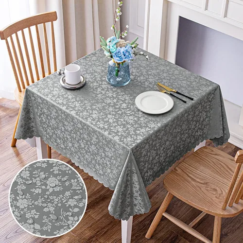 Vista 100 de Smiry Square Table Cloth, Waterproof Heavy Duty Vinyl Tablecloths, Wipeable Washable Table Cover for Kitchen and Dining Room (Baby Blue, 54" X 54")
