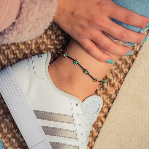 Vista 31 de Made by Nami Boho Surfer Anklet Waterproof & Adjustable Beaded Anklets for Women Beachy Ankle Bracelet Made from Waxed Cotton Rope and Beads for