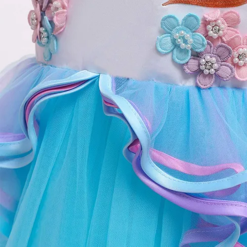 Vista 5 de Disfraz de unicornio para niñas, vestido largo de tul con diadema, fiesta de cumpleaños, carnaval, cosplay
