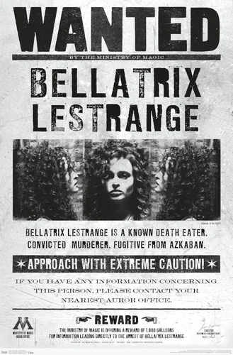 Vista 11 de Trends International Póster de pared The Wizarding World: Harry Potter - Bellatrix Wanted Poster de pared, 14.725 x 22.375 pulgadas, versión