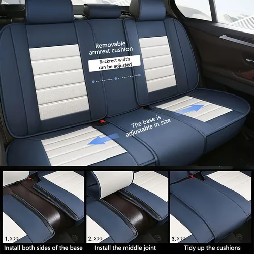 Vista 5 de JOJ Fundas de asiento de automóvil para Hyundai Santa Fe 2001-2023, funda de asiento de automóvil de 5 asientos, antideslizantes, impermeables