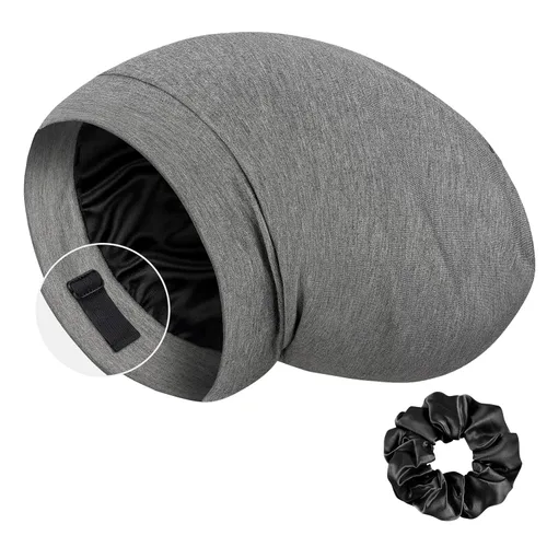Vista 10 de LULUSILK Gorro de seda de morera para mujeres durmientes, gorro de dormir de seda real para cabello rizado y trenzas, envoltura de cabeza pura