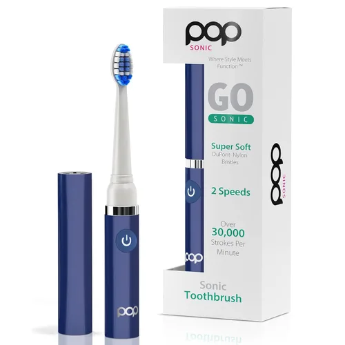 Vista 24 de Cepillo de dientes eléctrico Pop Sonic (negro) - Cepillos de dientes de viaje con batería AAA Cepillos de dientes eléctricos para niños con 2