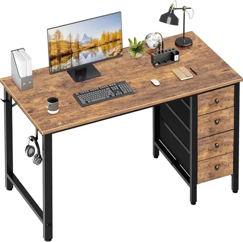 Vista 12 de Lufeiya Escritorio pequeño para juegos con 4 cajones de tela, 40 pulgadas, lindo escritorio de estudio para niños, niñas y adolescentes