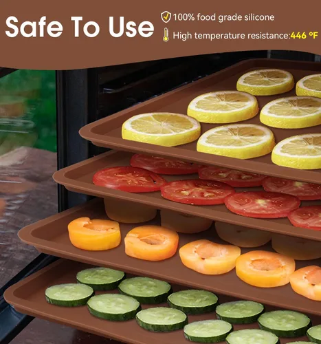 Vista 4 de 4 alfombrillas deshidratadoras de silicona con borde compatibles con Cosori CP267-FD y Magic Mill, forros de bandeja de silicona sin BPA, hoja
