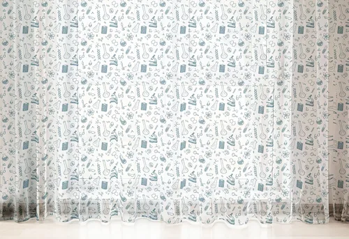 Vista 23 de Lunarable Science Tulle Curtains with Rod Pocket, Hand Drawn Chemistry Theme Doodle Experiment Design Arrangement, Sheer Drape for Wedding Party 2
