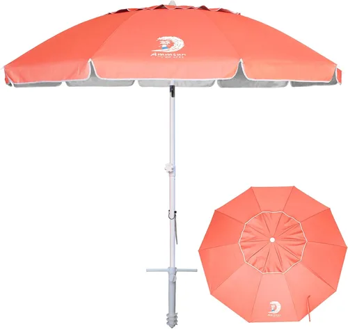 Vista 13 de AMMSUN Sombrilla de playa grande de 8 pies con anclaje de arena, resistente al viento, portátil, para exteriores, protección UV 50+, ventilación