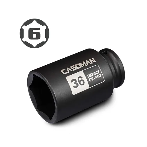 Vista 3 de CASOMAN Enchufe de impacto de 6 PT de 1/2 pulgada x 1.417 in de profundidad, CR-MO, 1/2 pulgada de transmisión de 6 puntos para una fácil extracción