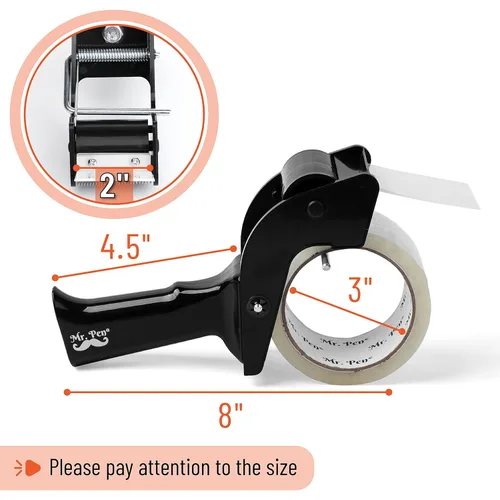Vista 3 de Pistola dispensadora de cinta Mr. Pen, 5 cm, incluye 1 cinta adhesiva transparente para embalaje, para cajas de embalaje, envío y mudanza