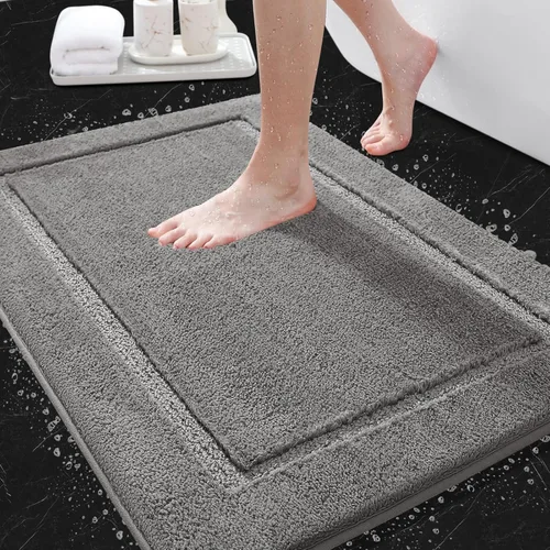 Vista 33 de Alfombras de baño de 24 x 17 pulgadas, microfibra extra suave y absorbente, parte trasera antideslizante, secado rápido, lavable a máquina, tapetes