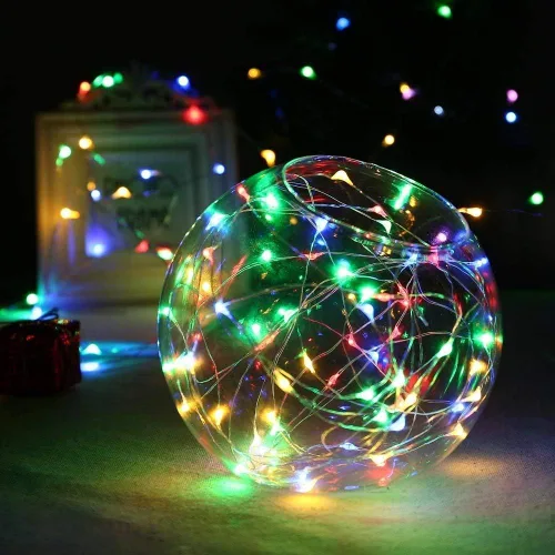 Vista 5 de YKB Paquete de 6 tiras de luces LED multicolor estrelladas con 20 mini LED en cable de cobre de 6.6 pies/6.6 ft, luces de hadas alimentadas por 2
