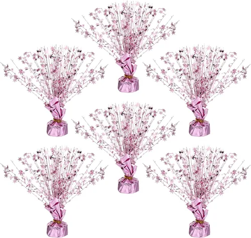 Vista 17 de Crowye 6 piezas de centro de mesa de papel de aluminio metálico para decoración de mesa de cumpleaños, boda, graduación, despedida de soltera, Negro