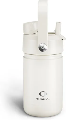 Vista 59 de Botella de agua aislada con popote para niños, botella de agua de acero inoxidable de 12 onzas con boquilla doble, a prueba de fugas, sin BPA, al