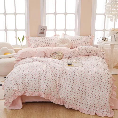 Vista 23 de VM VOUGEMARKET Juego de Funda de Consolador Romántica con Volantes Twin Estilo Princesa para Niñas Juego de Ropa de Cama de Flores Moradas