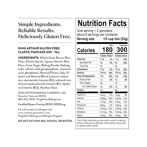 Vista 3 de King Arthur - Mezcla clásica sin gluten con certificación como libre de gluten, verificado como libre de modificación genética y con certificación