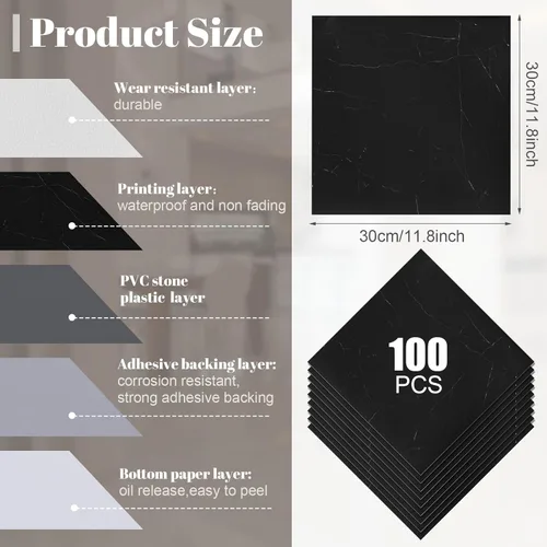Vista 2 de Spiareal 48 piezas de azulejos de despegar y pegar para el suelo de vinilo de 12 x 12 pulgadas, autoadhesivos, impermeables, de bricolaje para baño