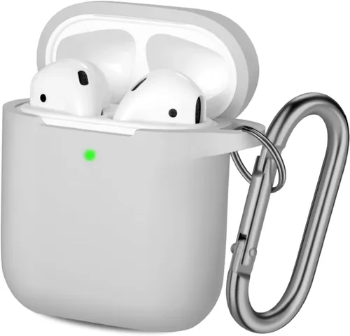 Vista 17 de Hamile Compatible con estuche de AirPods, funda protectora de silicona suave (LED frontal visible) diseñada para AirPods con accesorios de llavero