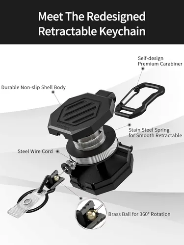 Vista 4 de DELSWIN Carrete deslizante de identificación con clip retráctil, llavero resistente con soporte para tarjeta de identificación, cable retráctil