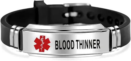 Vista 20 de NanMuc Pulsera de identificación de alerta médica roja de primeros auxilios de emergencia grabada con láser Alerta de salud ajustable pulsera