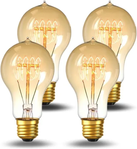 Vista 8 de Jslinter Pack de 6 bombillas Edison de 60 W, bombillas incandescentes A19 antiguas, vintage, de estilo antiguo, E26, regulables, bombillas ámbar