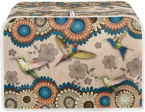 Vista 43 de Talayituse Cubierta para tostadora con estampado de flores de gato, ranura ancha de 2 rebanadas, cubierta ligera para tostadora, protección contra