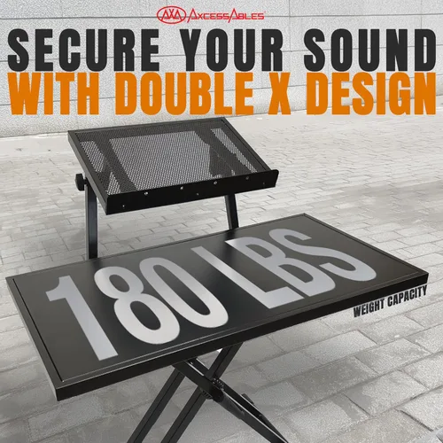Vista 7 de AxcessAbles Soporte de Mesa Portátil de Dos Niveles para DJ Soporte para Teclado de Piano de Dos Niveles para Partituras y Tableta Soporte