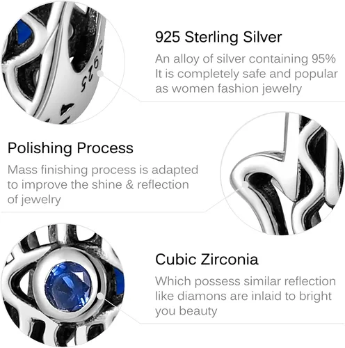 Vista 5 de AIEGNOS Dijes de Hamsa de mal de ojo para pulsera, collar de plata de ley 925, cuentas de mal de ojo de Fátima para manos de serpiente europea