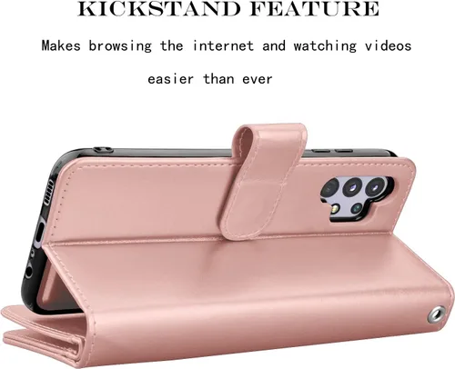 Vista 24 de Njjex Funda para Samsung Galaxy A32 5G, para Galaxy A32 5G, [9 ranuras para tarjetas] Funda de piel sintética para tarjetas Folio Flip [desmontable]