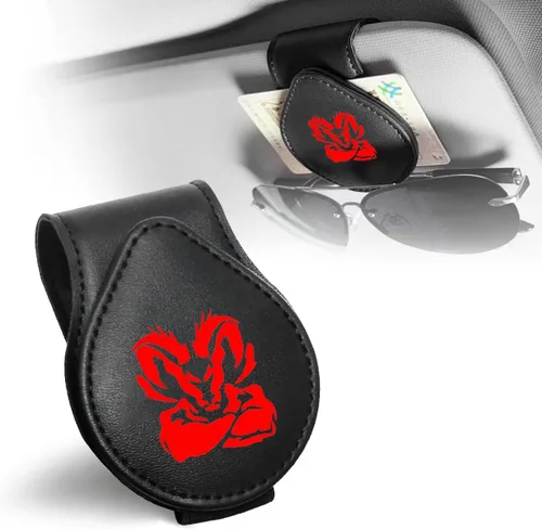 Vista 7 de Soporte para gafas de sol para coche, marco de gafas de cuero, colgador de gafas, clip para tarjetas, accesorios para visera de coche compatibles