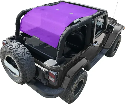 Vista 65 de Shadeidea - Parasol para vehículo Jeep Wrangler JK (2007-2018) de 2 puertas, delantero y trasero, pantalla de malla color negro, cubierta