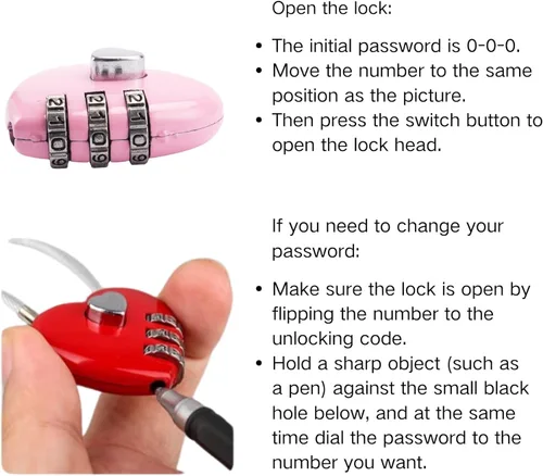 Vista 7 de Candado de metal pequeño con forma de corazón, 4 unidades, mini candado de código para caja de almacenamiento de joyas, libro diario, mezcla