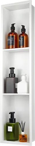 Vista 25 de Nicho de ducha negro mate de 12 x 12 - Almacenamiento de baño listo para azulejos de acero inoxidable para duchas pequeñas