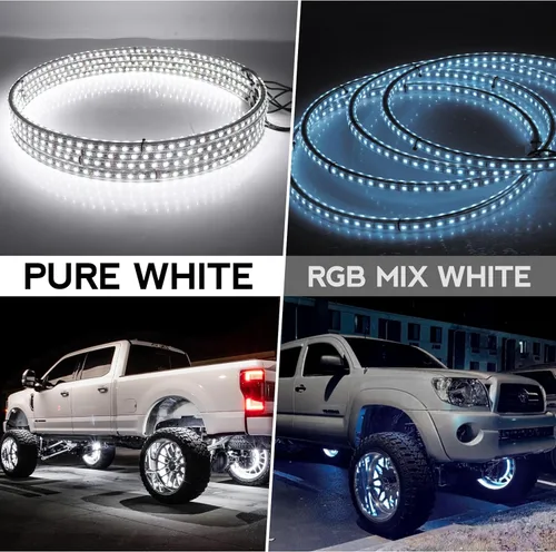 Vista 3 de 4 piezas de 17 pulgadas de luces de rueda de doble fila de color blanco puro, modos de luz persiguiendo, control remoto, impermeable IP67, luces