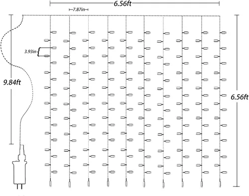 Vista 4 de Cortina de luces de hadas azules, 8 modos de luces LED para ventana, decoración de pared para fiesta de Navidad, hogar, dormitorio, jardín