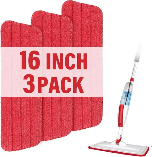 Vista 12 de Repuestos de almohadillas de trapeador de 16.5 pulgadas, paquete de 3 almohadillas de repuesto reutilizables de microfibra para fregona planas