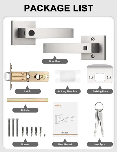 Vista 9 de Tinewa Cerradura de puerta de huellas dactilares, perilla de puerta biométrica con cerradura inteligente, manija de puerta de entrada sin llave