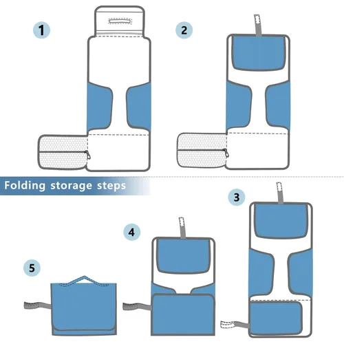 Vista 7 de Whimsical Critters Portable Changing Pad with Built-in Pillow, Waterproof Foldable Baby Diaper Changing Pads, Diaper Mat for Boys and Girls